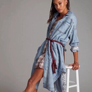 Anthropologie Pilcro Long Denim Coat Jacket -- Oversized